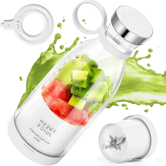 Portable Blender 11.8 Oz 350ml White 214B Model Food-grade PC + ABS Magnetic USB Charging 1400mAh 7.4V 490g 82*82*218mm with 1